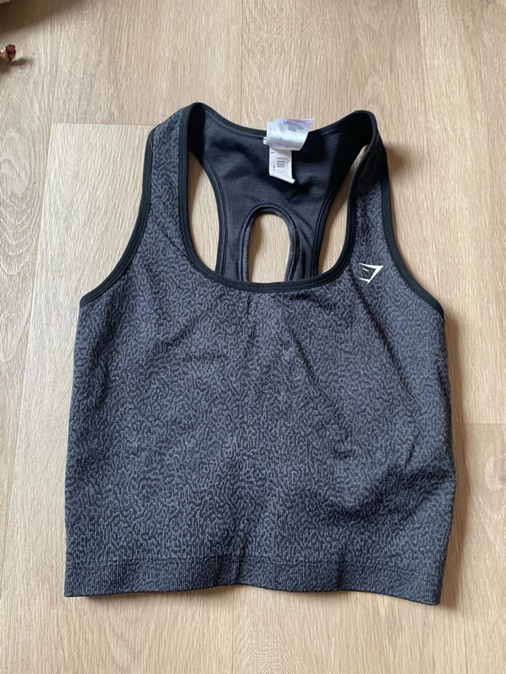 Gymshark Dark Gray Patterned Seamless Racerback Sports Bra